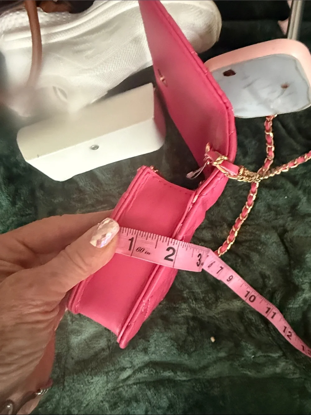 bebe Quilted Crossbody Bag in Hot Pink with Gold Chain